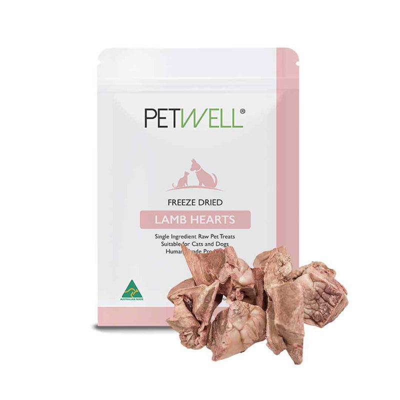 PetWell Freeze Dried Lamb Hearts Treats for Dogs and Cats 80g<3<3<3-Habitat Pet Supplies