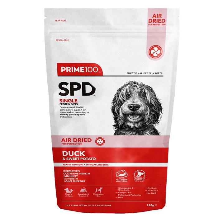 Prime 100 SPD Air Duck and Sweet Potato Dog Food 120g^^^-Habitat Pet Supplies