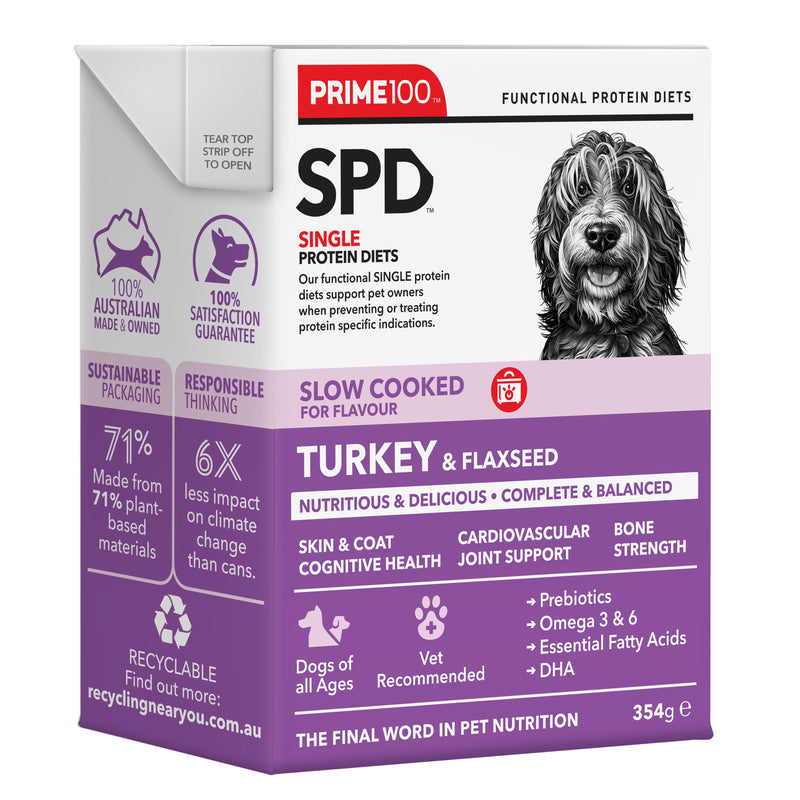 Prime 100 Slow Cooked Turkey and Flaxseed 354g^^^-Habitat Pet Supplies