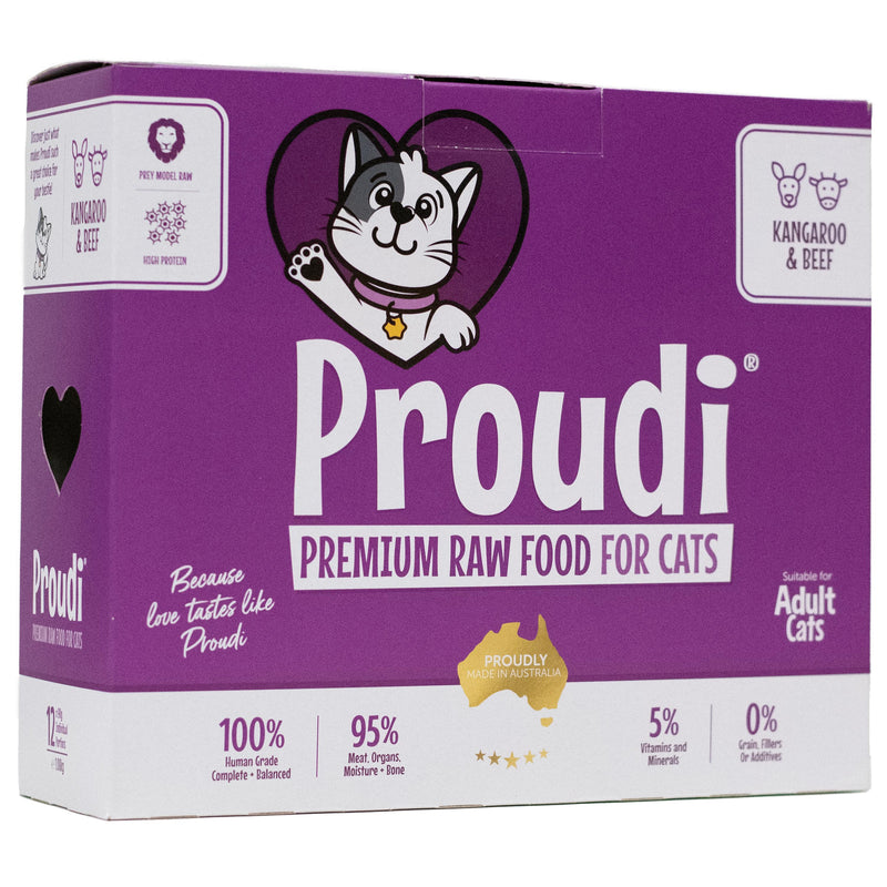 Proudi Kangaroo and Beef Raw Cat Food Patties 1.08kg<3<3<3-Habitat Pet Supplies