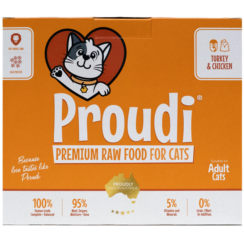 Proudi Turkey and Chicken Raw Cat Food Patties 1.08kg