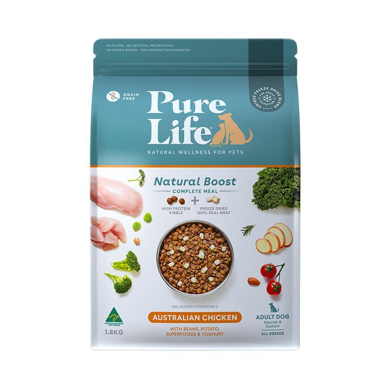 Pure Life Natural Boost Chicken Dry Dog Food 1.8kg-Habitat Pet Supplies