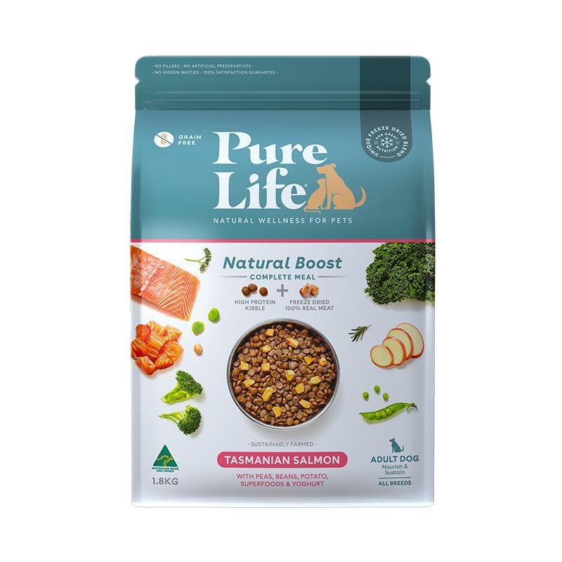 Pure Life Natural Boost Salmon Dry Dog Food 1.8kg~~~-Habitat Pet Supplies