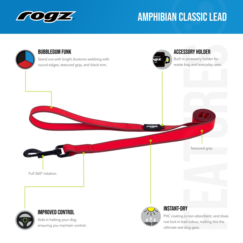 Rogz Classic Amphibian Black Dog Lead Medium^^^