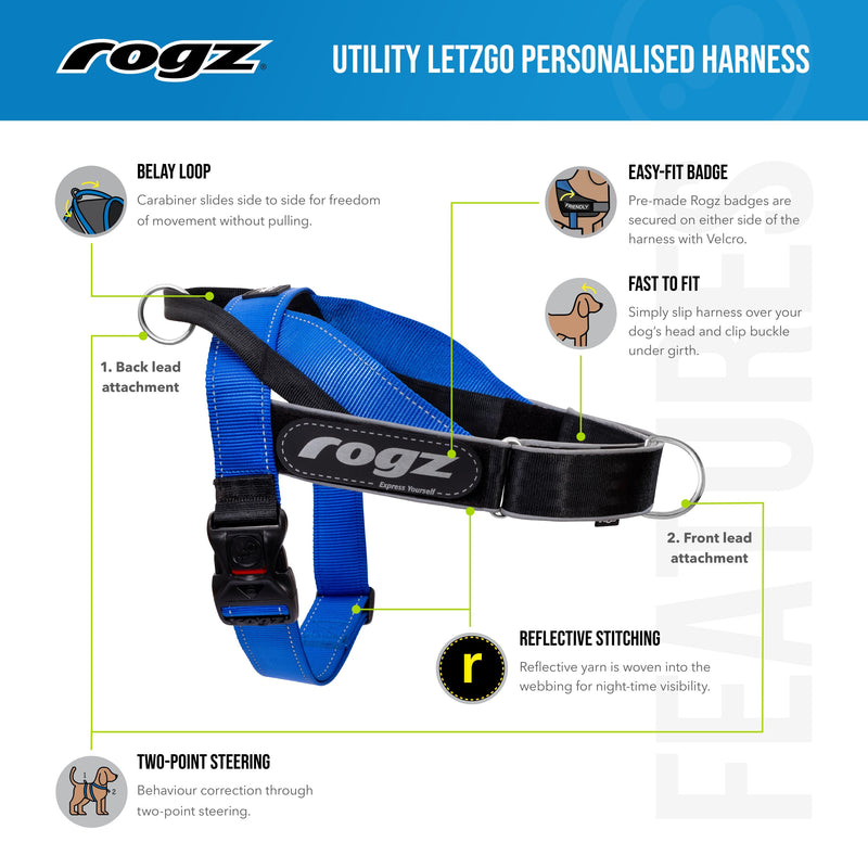 Rogz Utility LetzGo Personalised Harness Black Lge=^._.^=^^^