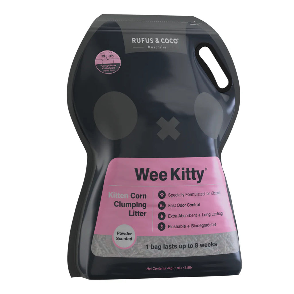 Rufus & Coco Wee Kitty Corn Clumping Kitten Cat Litter 4kg-Habitat Pet Supplies