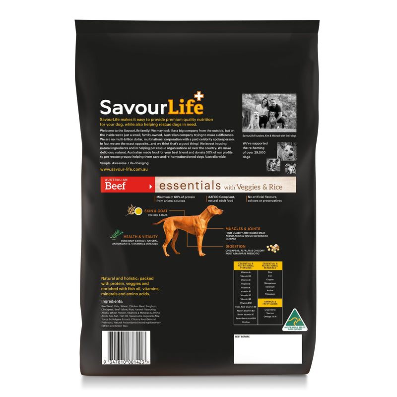 Savourlife Essentials Dry Dog Food Beef with Veggies & Brown Rice 3kg*~*