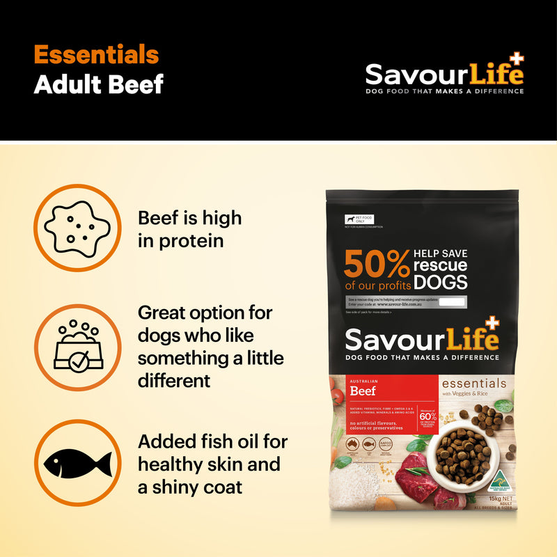 Savourlife Essentials Dry Dog Food Beef with Veggies & Brown Rice 3kg*~*