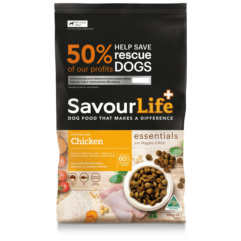 Savourlife Essentials Dry Dog Food Chicken with Veggies & Rice 15kg=^._.^=-Habitat Pet Supplies