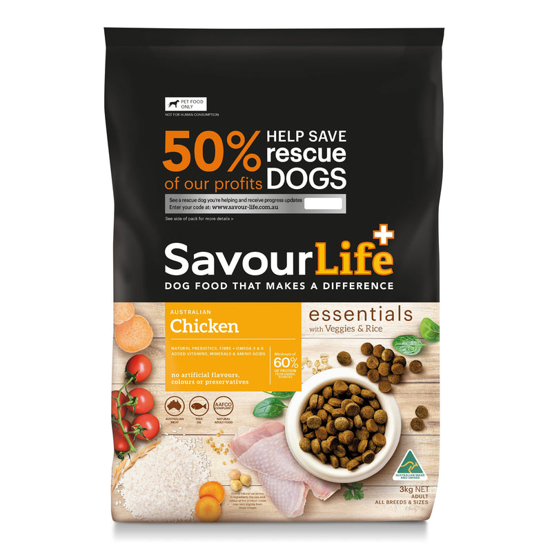 Savourlife Essentials Dry Dog Food Chicken with Veggies & Rice 3kg-Habitat Pet Supplies