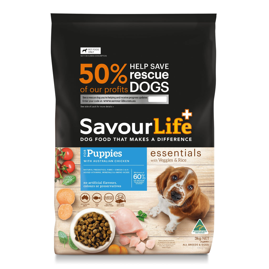 Savourlife Essentials Dry Puppy Food Chicken with Veggies & Rice 3kg-Habitat Pet Supplies