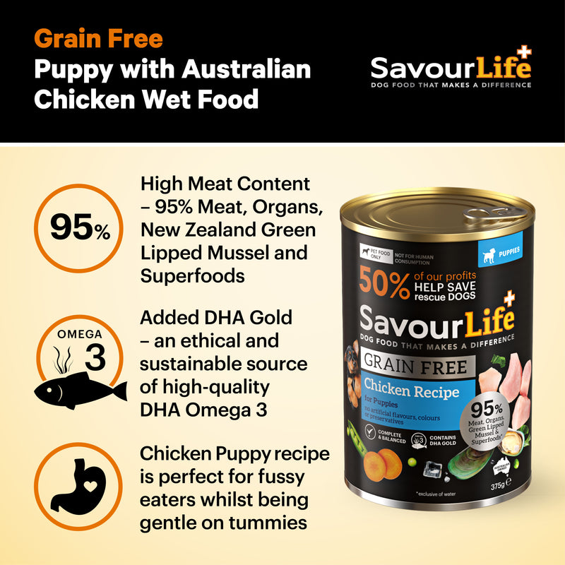 Savourlife Grain Free Chicken Puppy Wet Food 375g X12