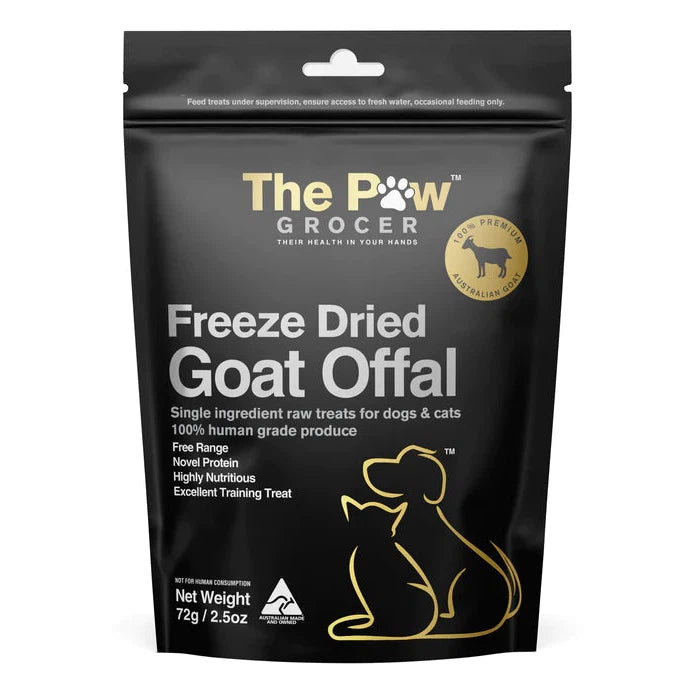 The Paw Grocer Black Label Freeze Dried Goat Offal Dog and Cat Treats 72g^^^-Habitat Pet Supplies