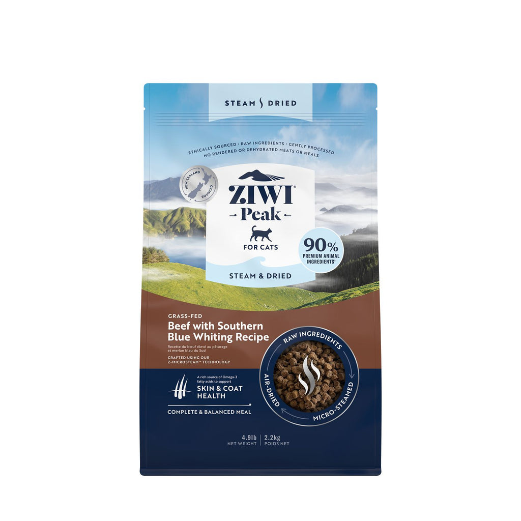 ZIWI Peak Steam and Dried Grass Fed Beef with Southern Blue Whiting Cat Food 2.2kg^^^-Habitat Pet Supplies