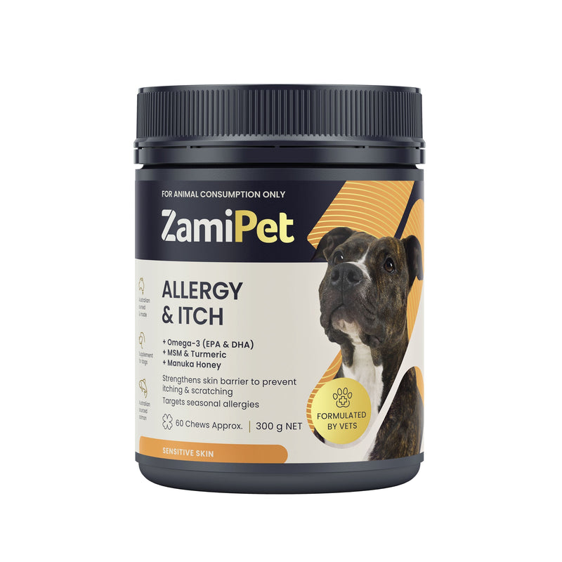 ZamiPet Allergy and Itch Chews for Dogs 300g 60 Pack^^^-Habitat Pet Supplies