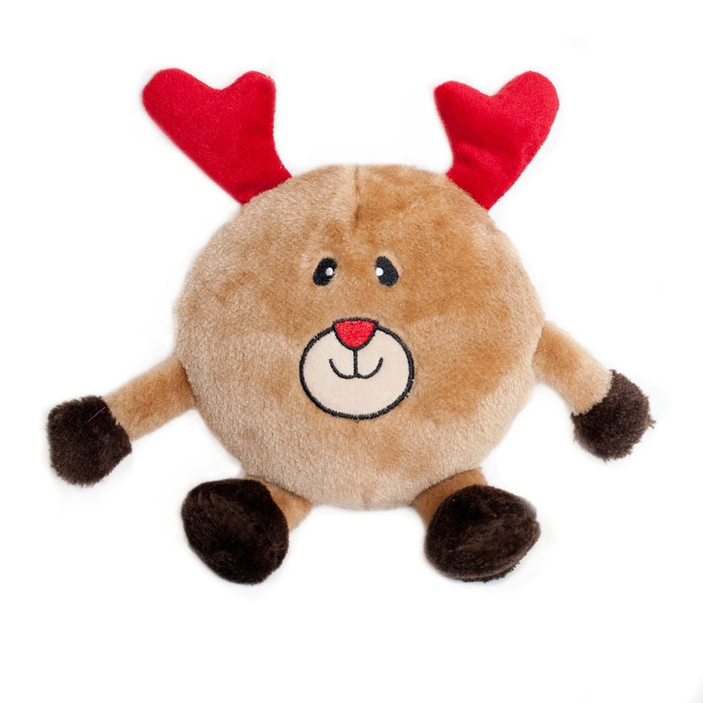 Zippy Paws Christmas Brainey Reindeer Soft Squeaky Dog Toy***-Habitat Pet Supplies