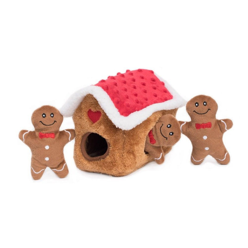 Zippy Paws Christmas Burrow Gingerbread House Dog Enrichment Toy***