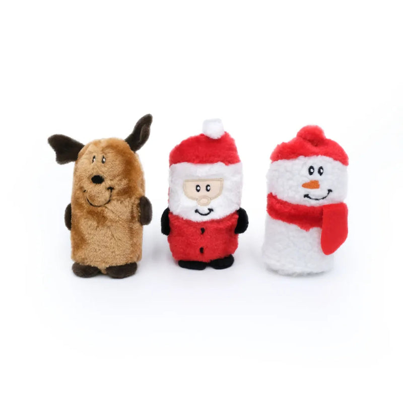 Zippy Paws Christmas Squeakie Buddies Santa Reindeer Snowman Soft Dog Toy 3 Pack***