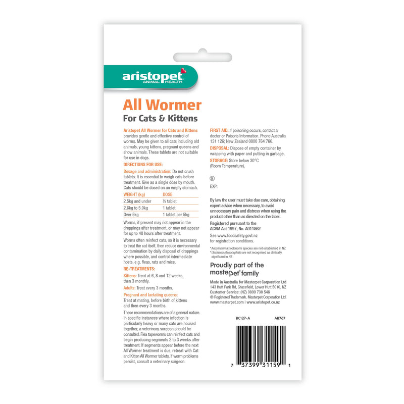 Aristopet All Wormer Tablets for Cats and Kittens 2 Pack