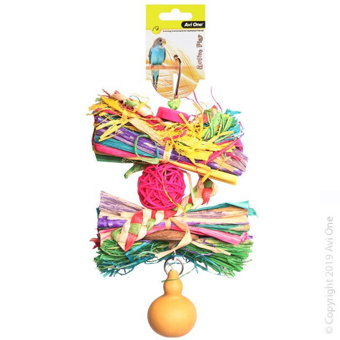 Avi One Bird Toy Rattan Ball with Raffia and Gourd-Habitat Pet Supplies