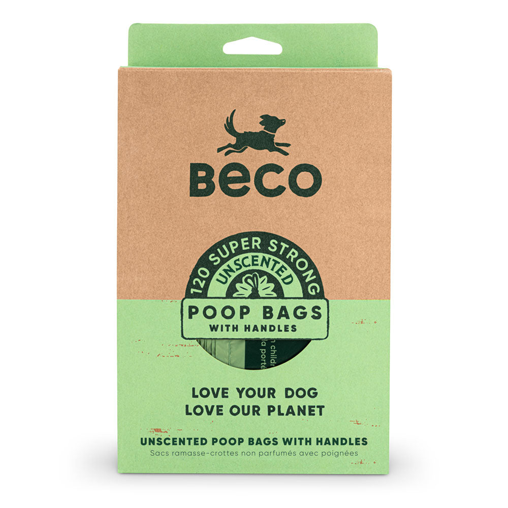 Beco Super Strong Unscented Extra Large Dog Poop Bags with Handles 120pk^^^-Habitat Pet Supplies