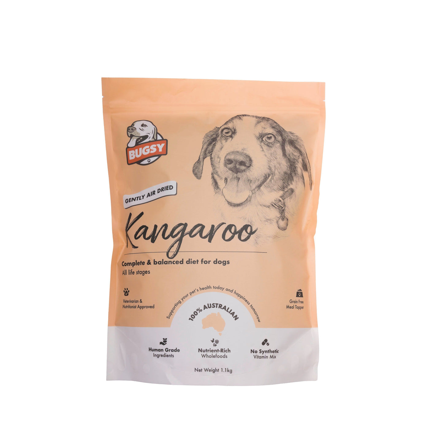 Bugsy Kangaroo Air Dried Raw Dog Food 1.1kg