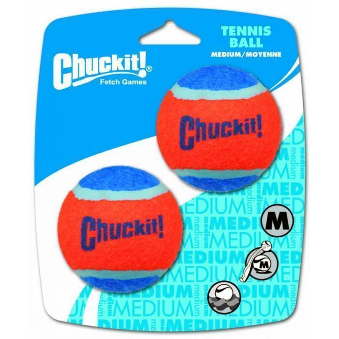 Chuckit Tennis Ball Medium Dog Toy 2 Pack^^^-Habitat Pet Supplies