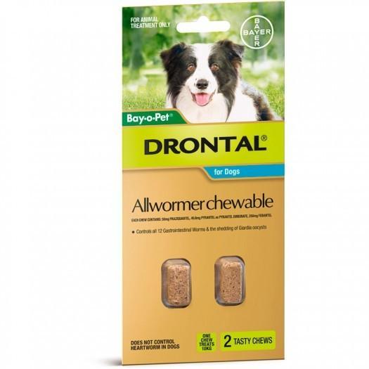 Drontal Allwormer Chewables for Medium Dogs 3-10kg 2 Pack-Habitat Pet Supplies