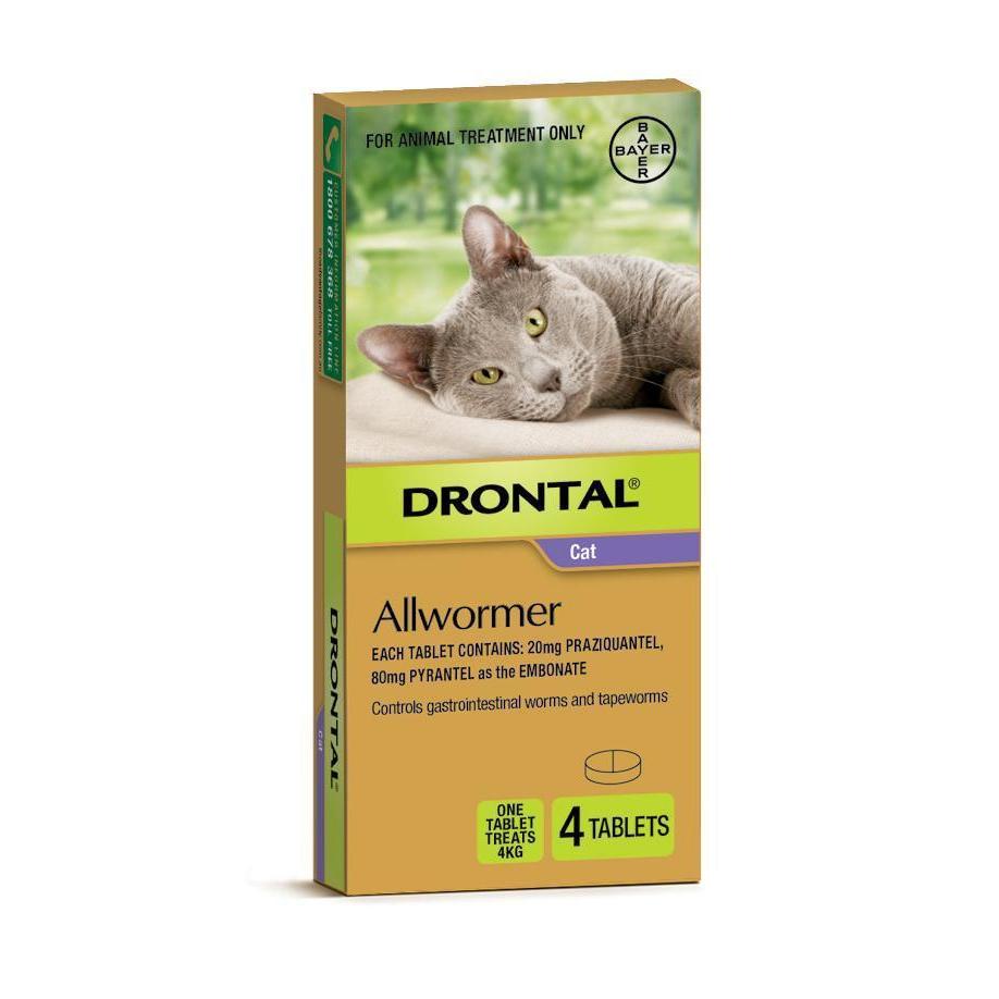 Drontal Allwormer Tablets for Cats Under 4kg 4 Pack-Habitat Pet Supplies