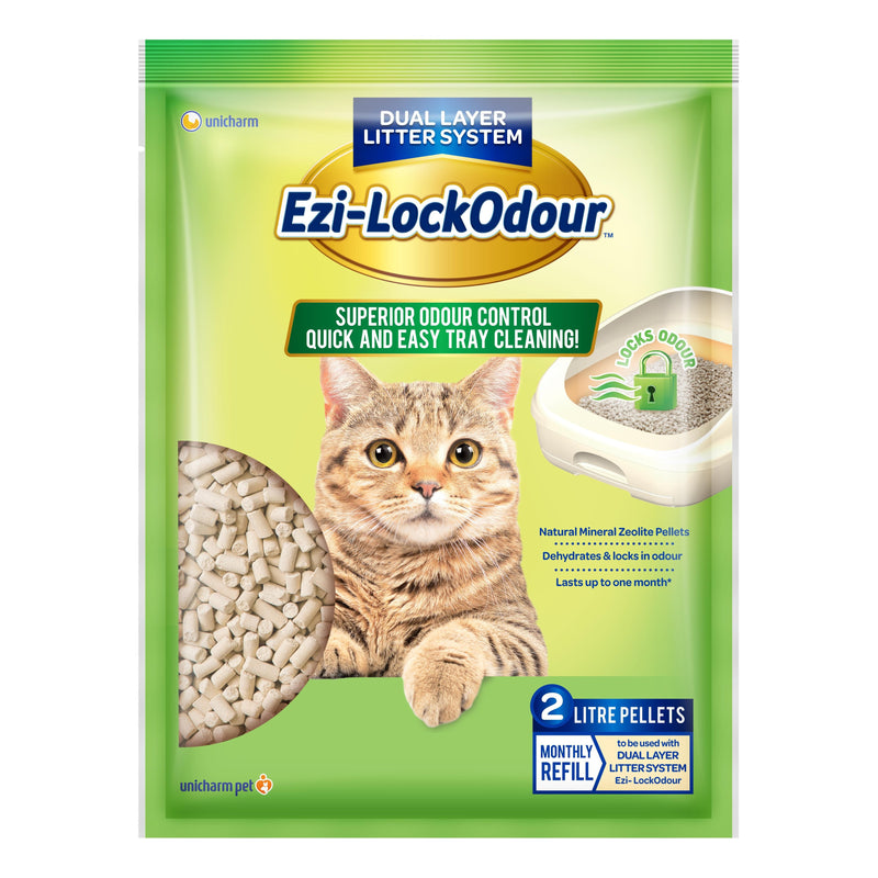 Ezi-LockOdour Dual Layer Cat Litter System Natural Zeolite Cat Litter Pellets 2kg=^._.^=-Habitat Pet Supplies