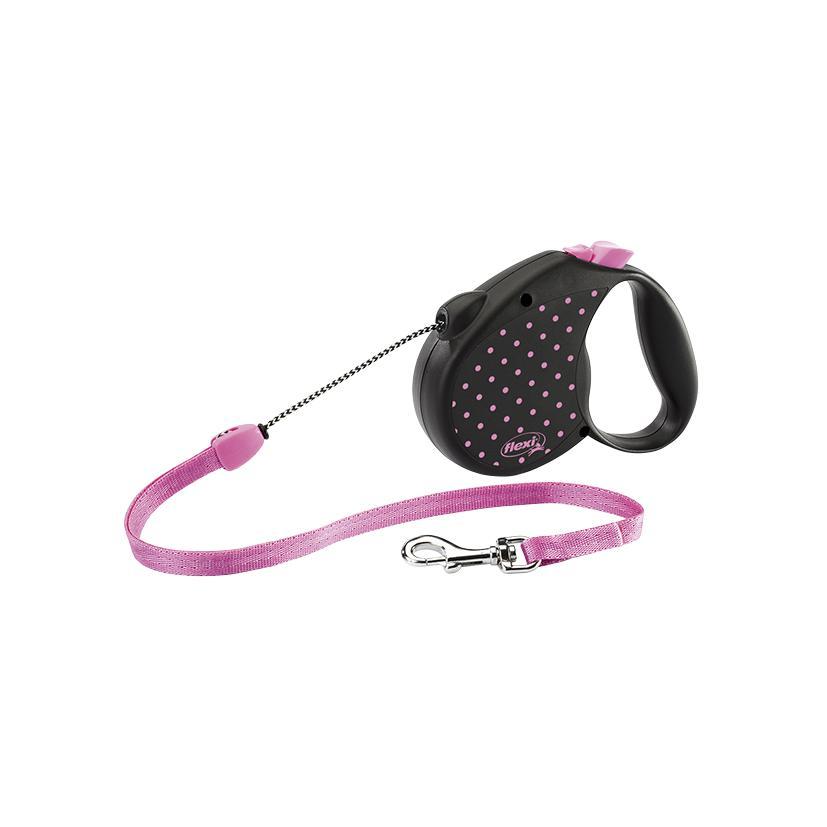 Flexi Dots Retractable Dog Lead Pink Medium 5m*~*-Habitat Pet Supplies