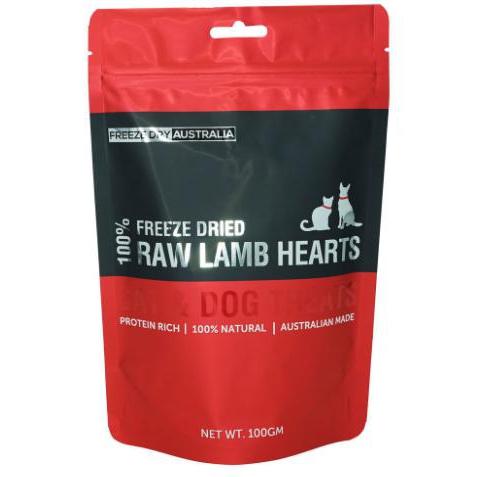 Freeze Dry Australia Raw Diced Lamb Hearts Natural Treats for Cats and Dogs 100g^^^-Habitat Pet Supplies