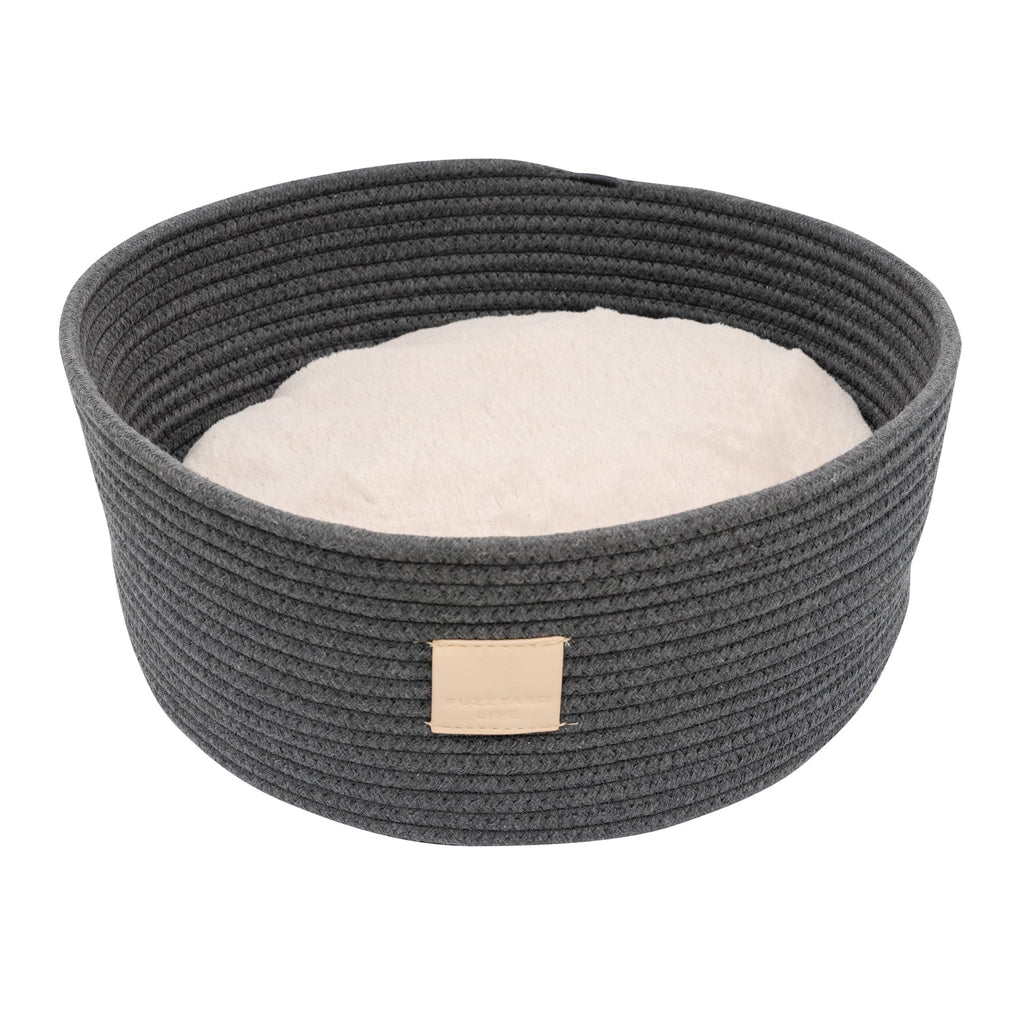 FuzzYard Life Rope Basket Cat Bed Slate Grey^^^-Habitat Pet Supplies