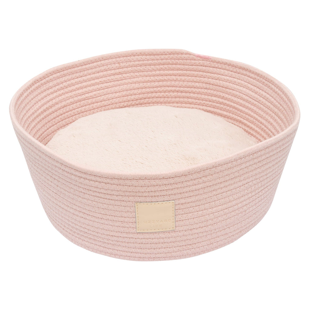 FuzzYard Life Rope Basket Cat Bed Soft Blush^^^-Habitat Pet Supplies