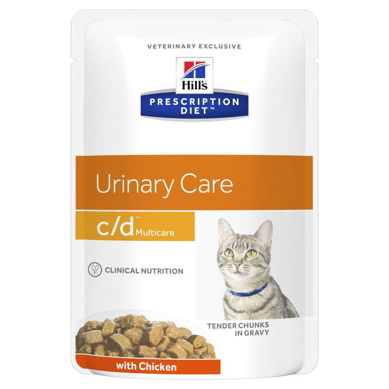 Hills Prescription Diet Cat c/d Multicare Urinary Care Chicken Wet Food Pouches 85g x 12