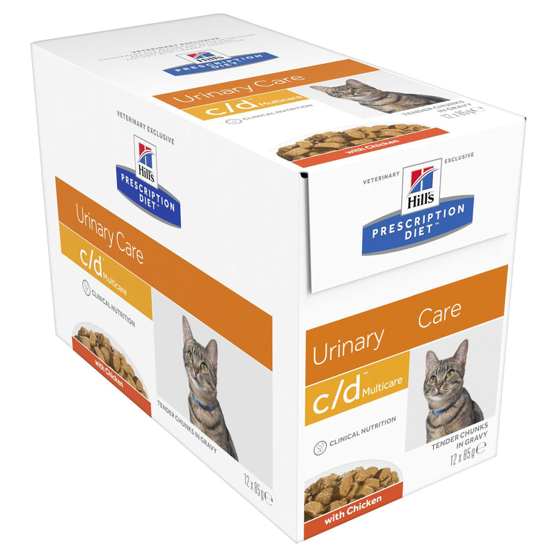 Hills Prescription Diet Cat c/d Multicare Urinary Care Chicken Wet Food Pouches 85g x 12