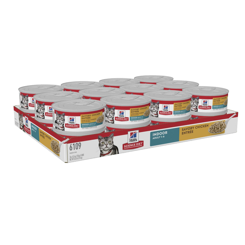 Hills Science Diet Adult Indoor Savoury Chicken Entrée Canned Cat Food 156g x 24***-Habitat Pet Supplies