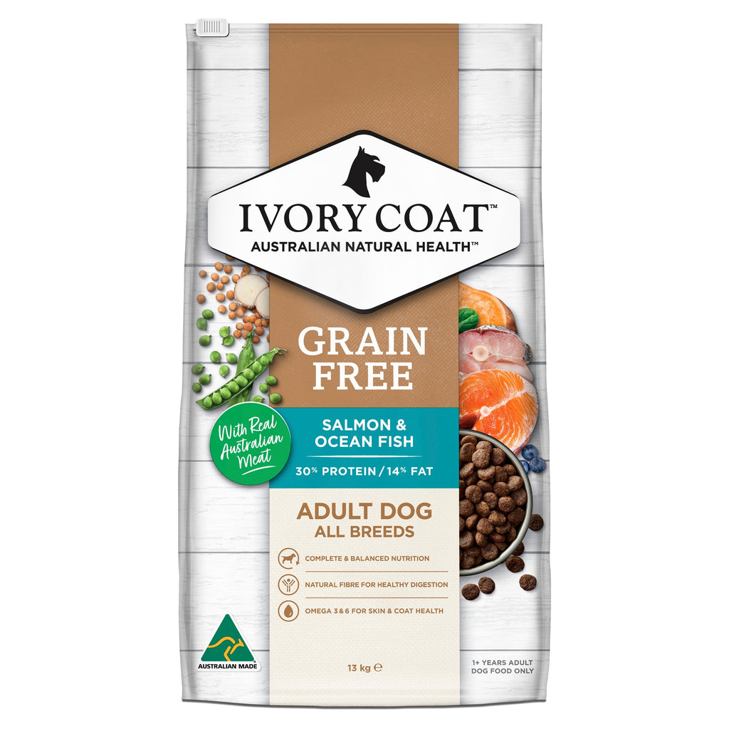 Ivory Coat Grain Free Ocean Fish and Salmon Adult Dog Dry Food 13kg-Habitat Pet Supplies