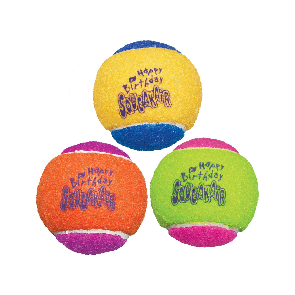 KONG Airdog Squeaker Birthday Balls Dog Toy 3 Pack-Habitat Pet Supplies