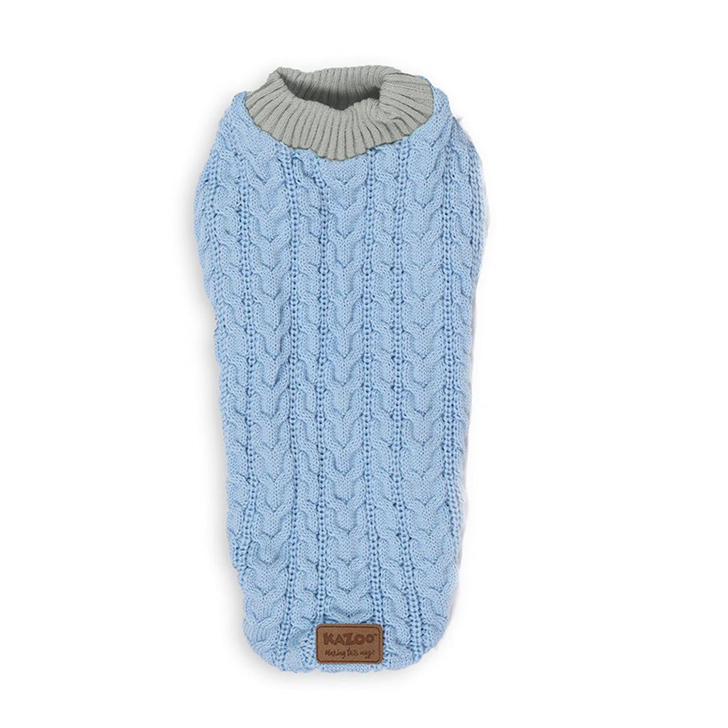 Kazoo Apparel Cable Knit Dog Jumper Blue Medium ***-Habitat Pet Supplies