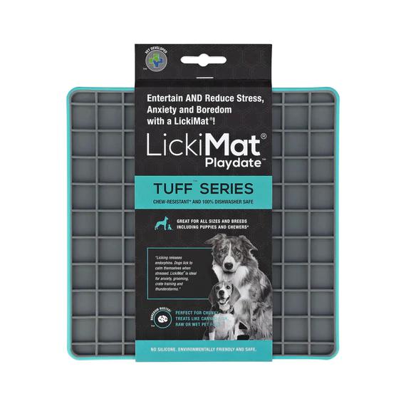 LickiMat Playdate Tuff Slow Feeder Mat for Dogs Turquoise^^^-Habitat Pet Supplies