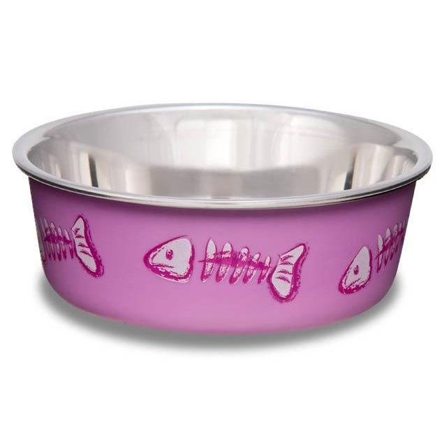 Loving Pets Bella Cat Bowl Pink Fish Extra Small-Habitat Pet Supplies