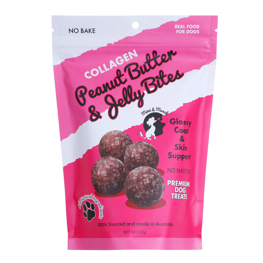 Mimi and Munch Collagen Peanut Butter and Jelly Bites Dog Treats 150g-Habitat Pet Supplies