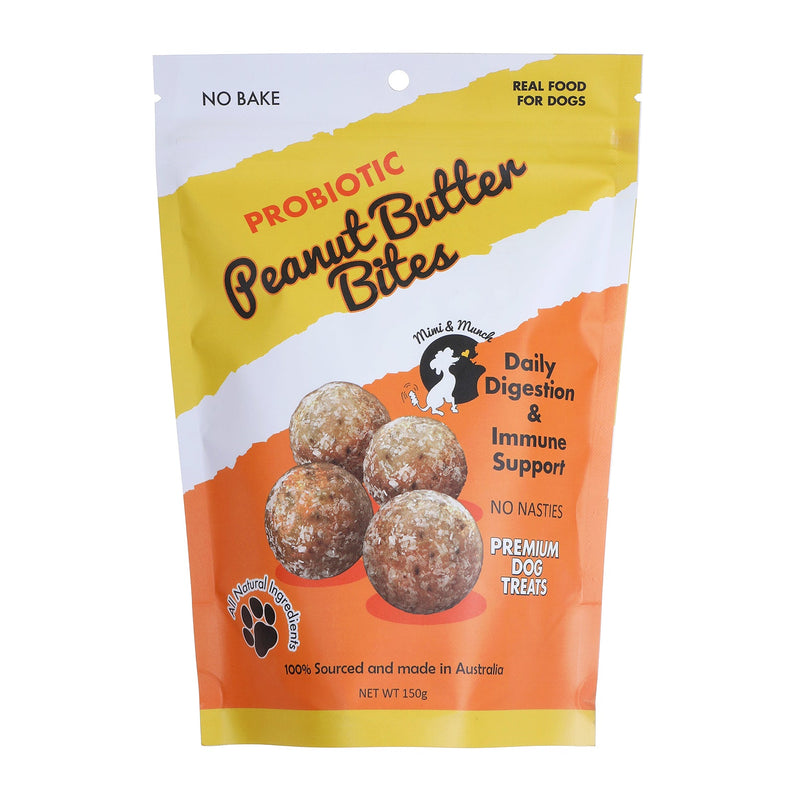 Mimi and Munch Probiotic Peanut Butter Bites Dog Treats 150g-Habitat Pet Supplies