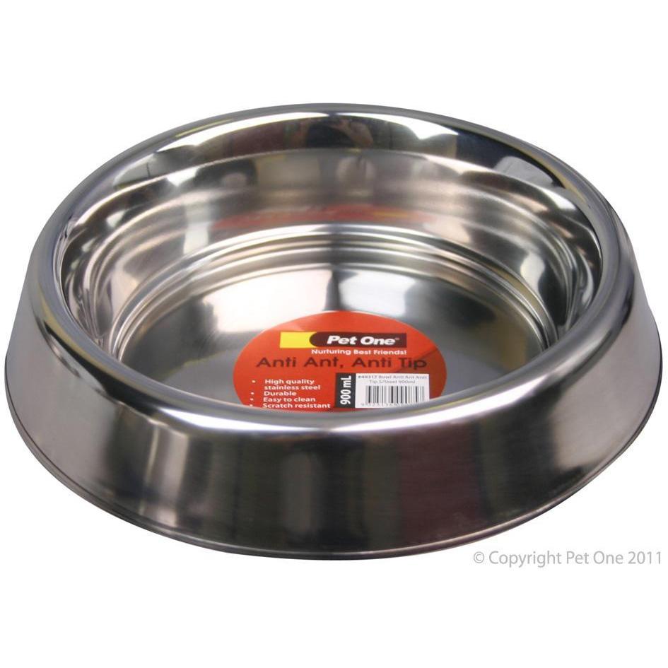 Pet One Bowl Stainless Steel Anti Ant 900Ml-Habitat Pet Supplies