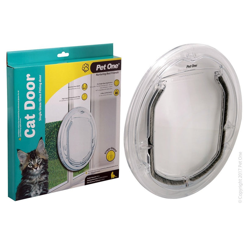 Pet One Poly Cat Door for Glass Fitting Door Round Small-Habitat Pet Supplies