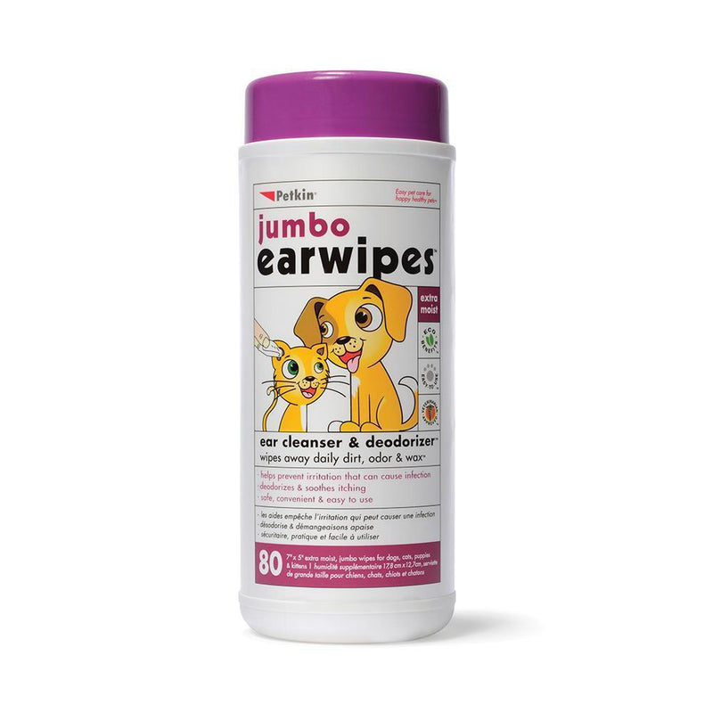 Petkin Jumbo Ear Wipes 80 Pack-Habitat Pet Supplies