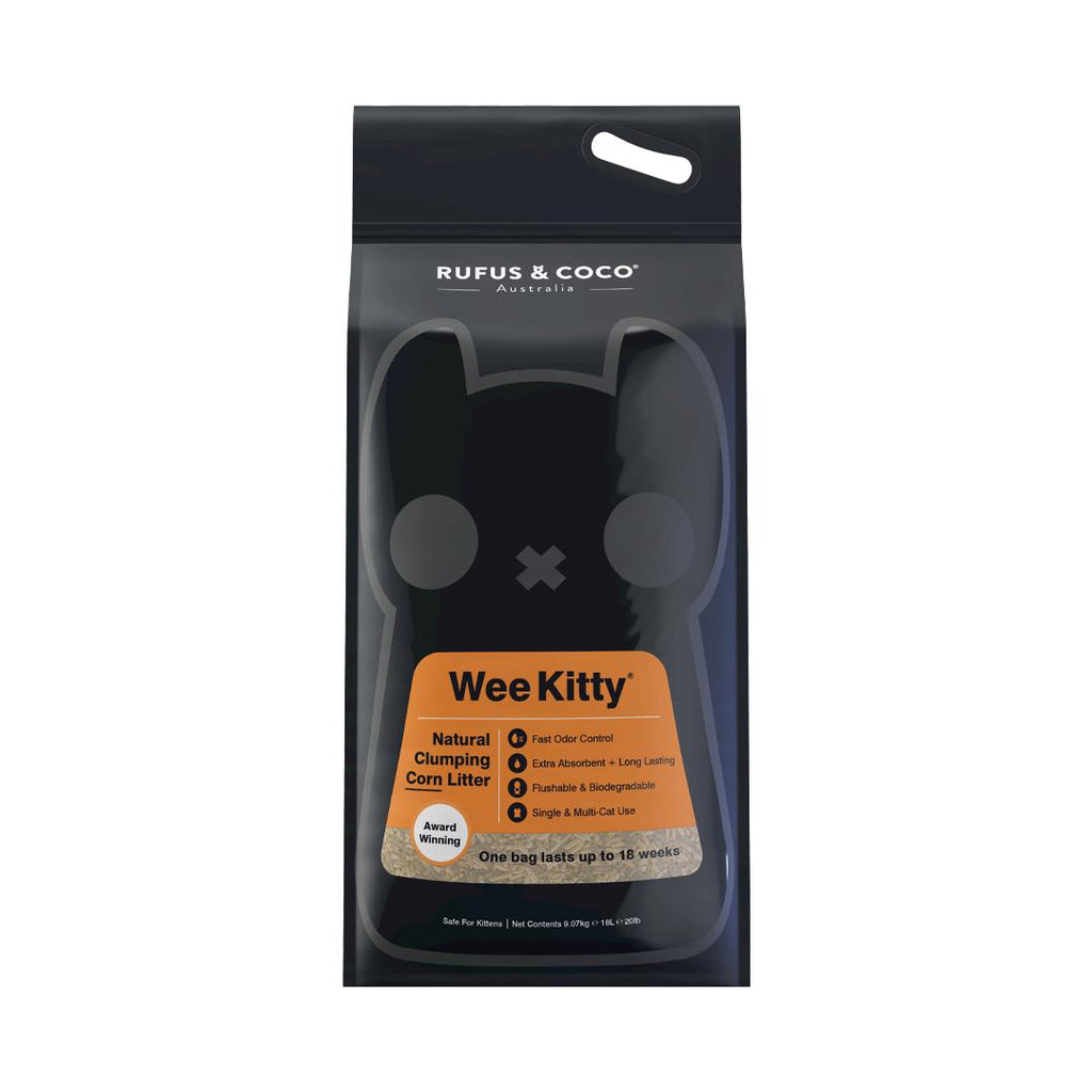 Rufus & Coco Wee Kitty Corn Clumping Cat Litter 9kg^^^-Habitat Pet Supplies