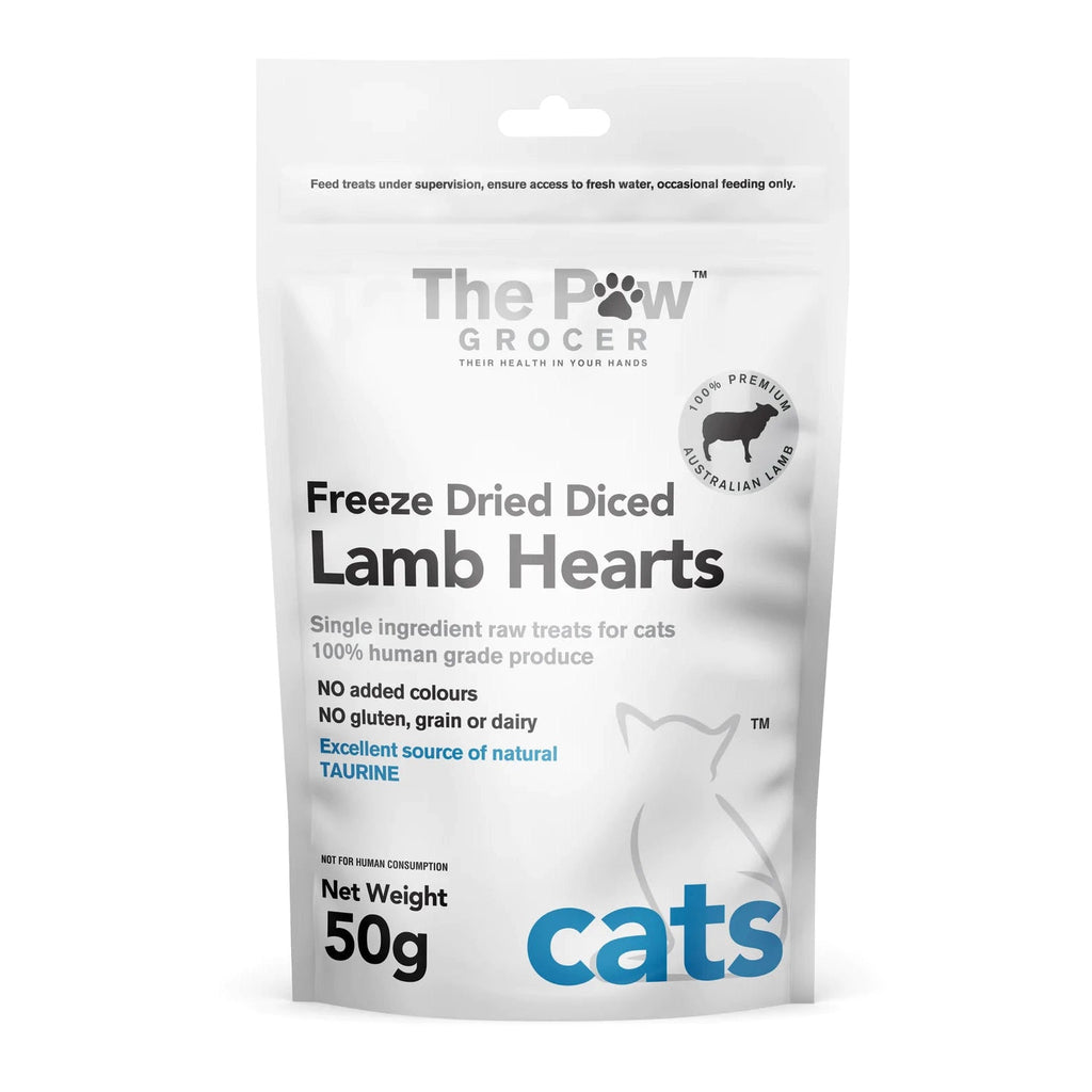 The Paw Grocer Freeze Dried Lamb Hearts Cat Treats 50g^^^-Habitat Pet Supplies