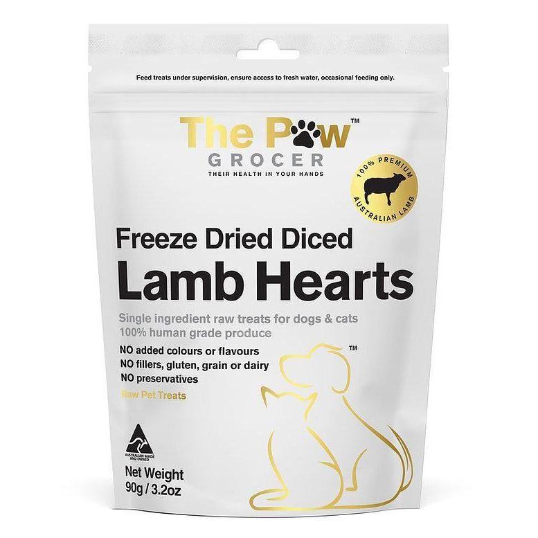 The Paw Grocer Freeze Dried Lamb Hearts Dog and Cat Treats 90g^^^-Habitat Pet Supplies